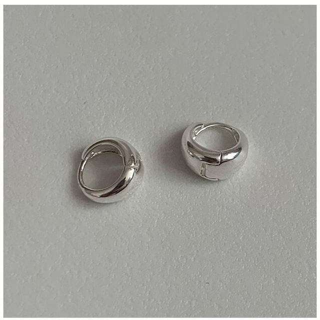 925 Sterling Glossy Hoop Earring Silver FashionChic