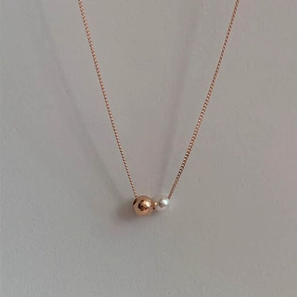 Ball Necklace Faux Pearl Sterling 925 Silver FashionChic