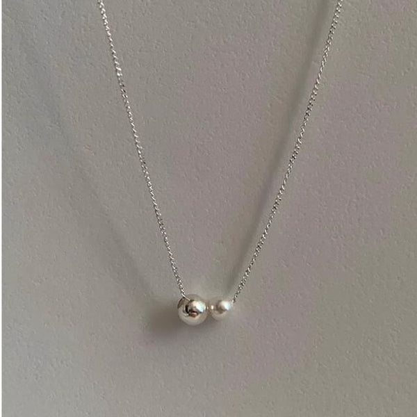 Ball Necklace Faux Pearl Sterling 925 Silver FashionChic