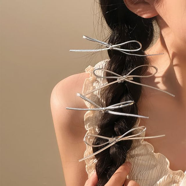 Hair Metallic Clip Bow Set FashionChic