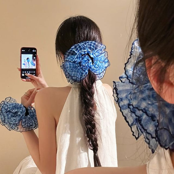 Plaid Scrunchie Mesh FashionChic