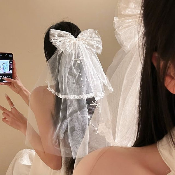 Bow Veil Plain FashionChic