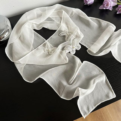 Mesh Applique Butterfly Scarf FashionChic