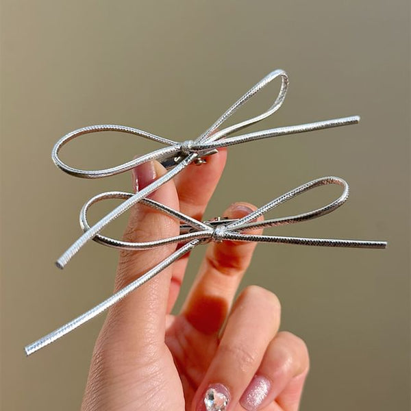 Hair Metallic Clip Bow Set FashionChic