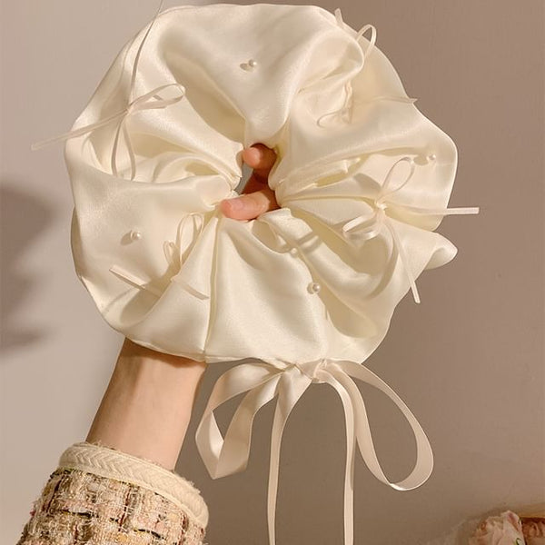 Satin Scrunchie Plain Bow FashionChic