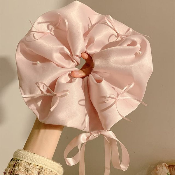 Satin Scrunchie Plain Bow FashionChic