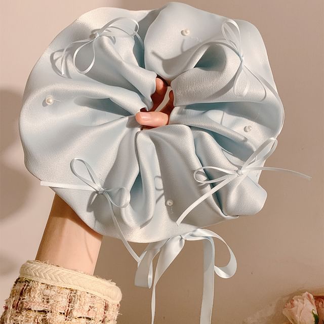 Satin Scrunchie Plain Bow FashionChic