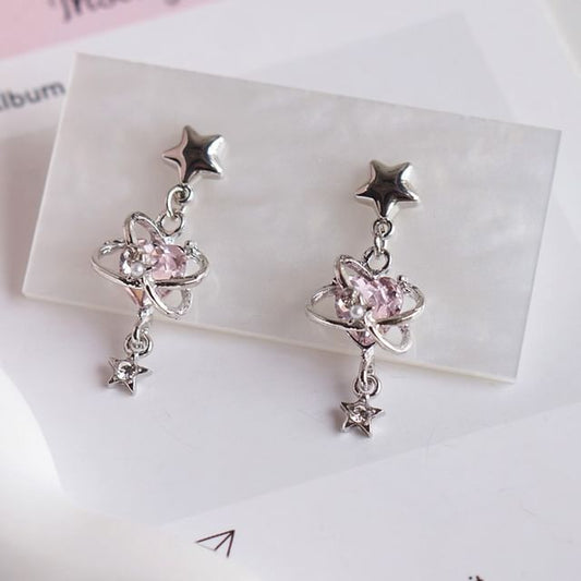 Rhinestone Heart / Clip-On Drop Earring Star FashionChic