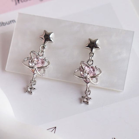 Rhinestone Heart / Clip-On Drop Earring Star FashionChic