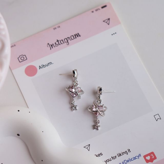 Rhinestone Heart / Clip-On Drop Earring Star FashionChic