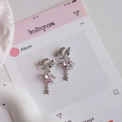 Rhinestone Heart / Clip-On Drop Earring Star FashionChic