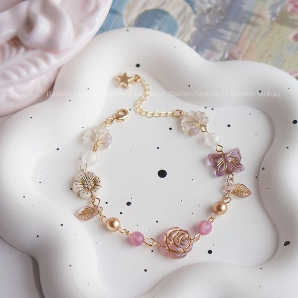 Bracelet Flower Gemstone Beaded FashionChic
