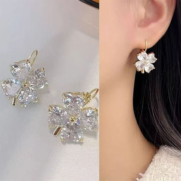 Drop Earring Zirconia Cubic Clover FashionChic