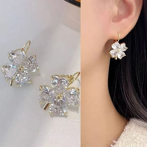 Drop Earring Zirconia Cubic Clover FashionChic
