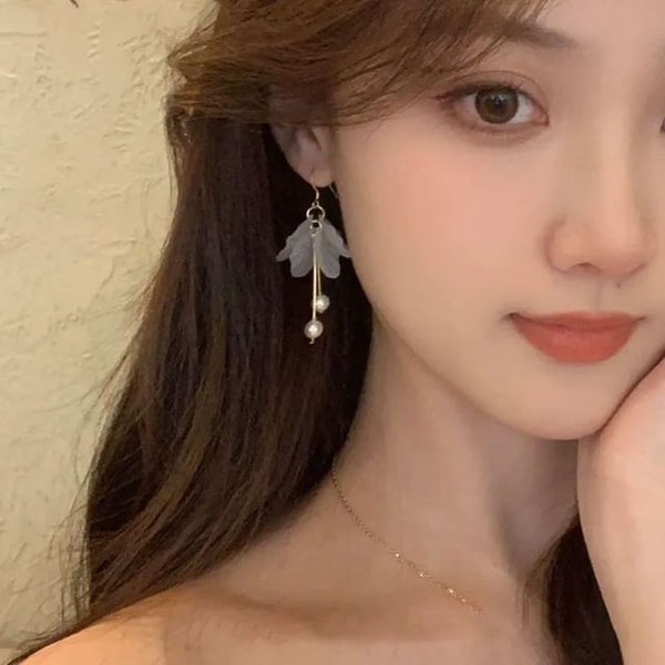 Pearl Drop Earring Faux Flower FashionChic