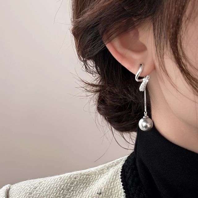 Earring Faux Dangle Pearl Rhinestone FashionChic