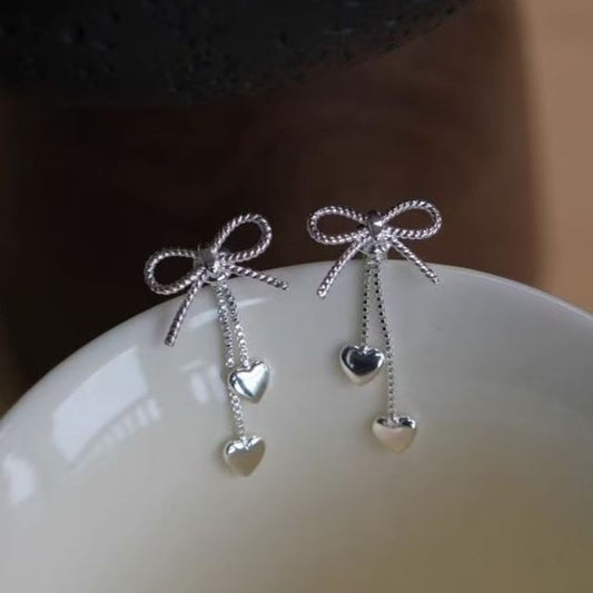Alloy Earring Heart Dangle Bow FashionChic