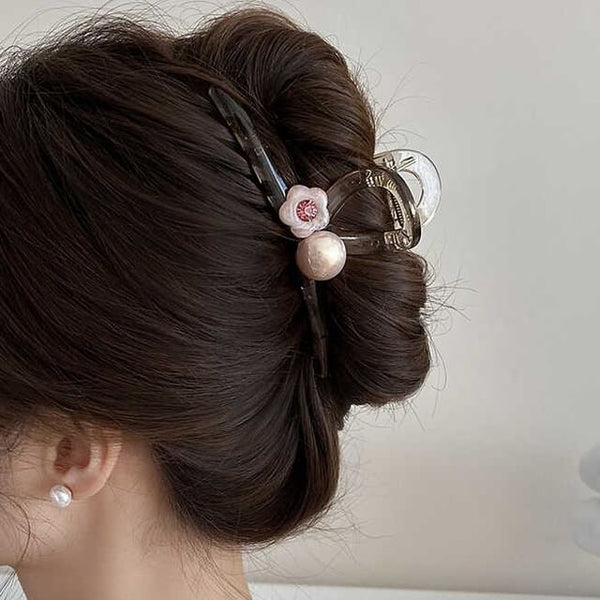 Faux Hair Acrylic Claw Flower Pearl FashionChic