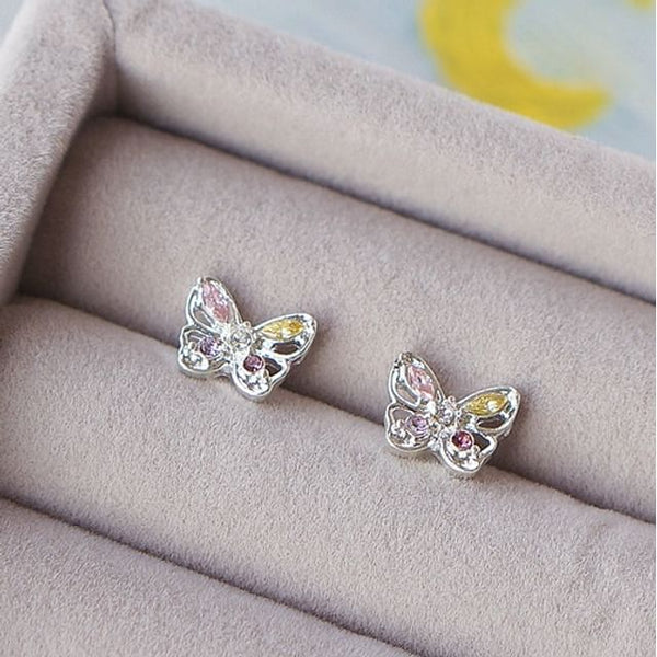 Butterfly Earring CZ Silver Stud Sterling 925 FashionChic