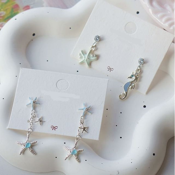 Silver Drop Sterling 925 Earring Starfish / Clip-On Rhinestone FashionChic