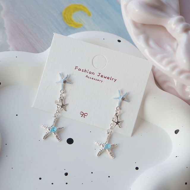 Silver Drop Sterling 925 Earring Starfish / Clip-On Rhinestone FashionChic