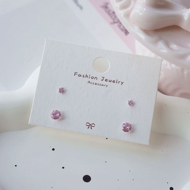 925 Stud Sterling of Silver Set Earring 4: CZ FashionChic