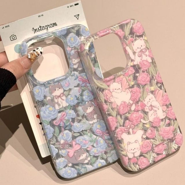 Floral Case Cat Phone FashionChic