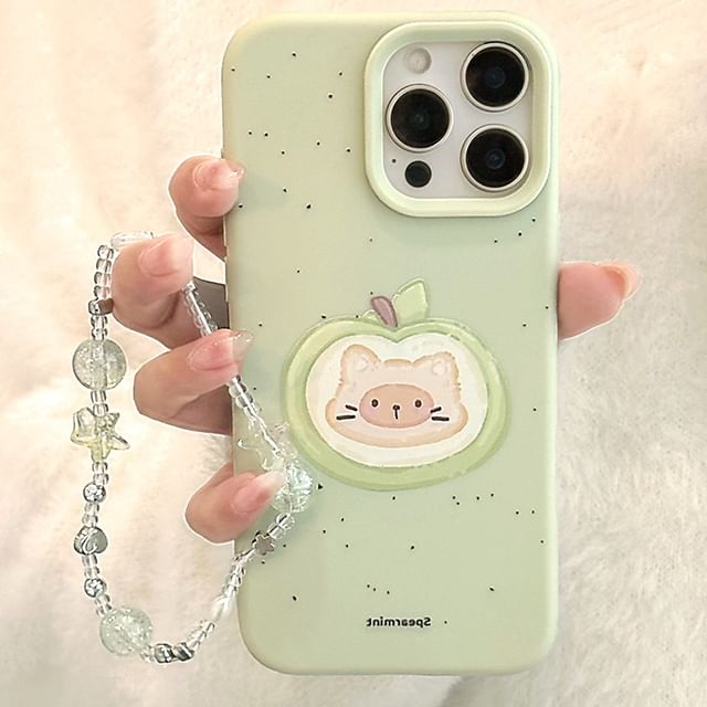 Set Phone Print Case / Cat Bead Strap FashionChic