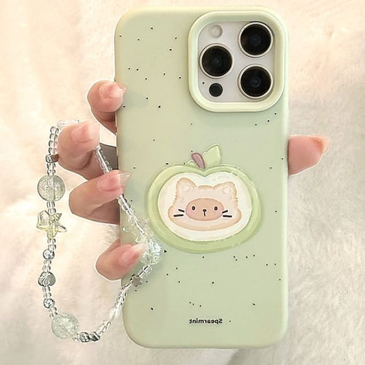 Set Phone Print Case / Cat Bead Strap FashionChic