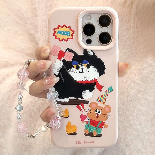 Cartoon Bead Strap Set Print Phone Case / FashionChic