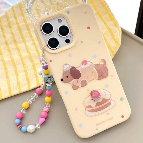 Strap Bead Phone Dog Print Case / Set FashionChic