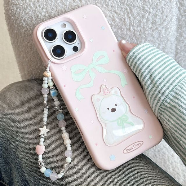 Case Dog Print Strap / Set Bead Phone FashionChic
