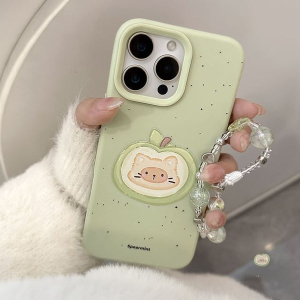 Set Phone Print Case / Cat Bead Strap FashionChic