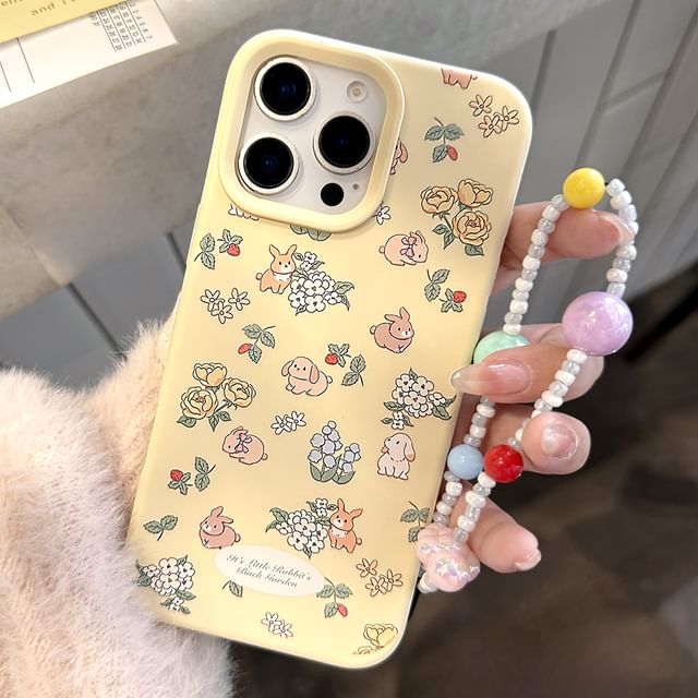 / Print Strap Case Bead Rabbit Set Phone FashionChic