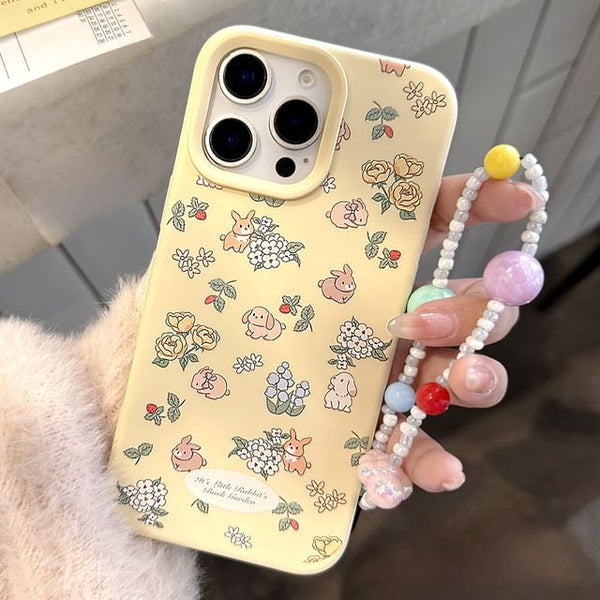 / Print Strap Case Bead Rabbit Set Phone FashionChic