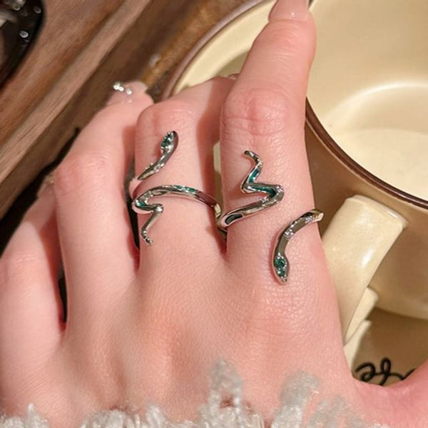 Open Snake Rhinestone Ring FashionChic