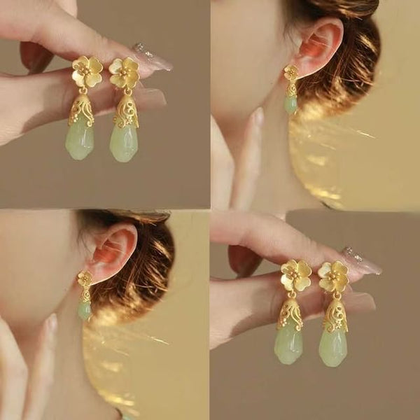 Faux Alloy Earring Drop Floral Gemstone FashionChic