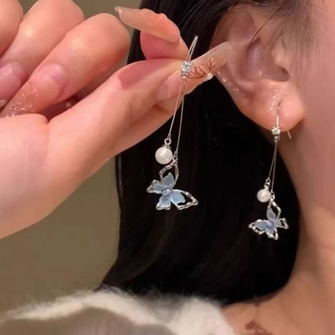 Dangle Pearl Butterfly Alloy Earring Faux FashionChic