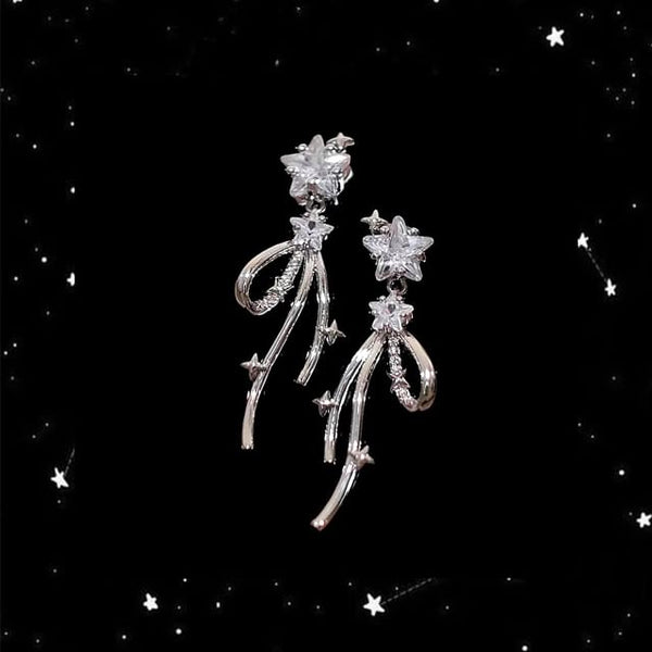 Drop Bow Rhinestone Alloy Earring Star FashionChic