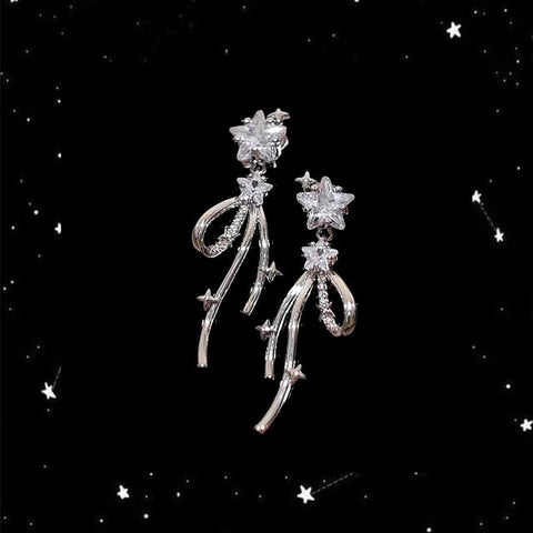Drop Bow Rhinestone Alloy Earring Star FashionChic