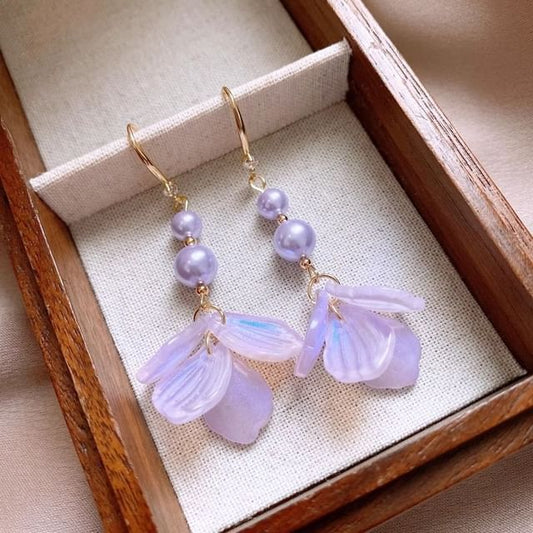 Earring Faux Dangle Pearl Alloy Petal FashionChic