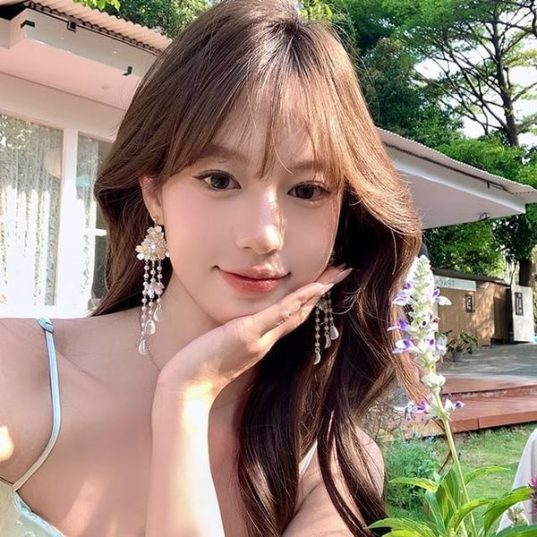 Floral Fringed Earring Alloy FashionChic