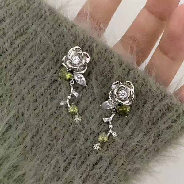 Alloy Floral Dangle Earring Rhinestone FashionChic