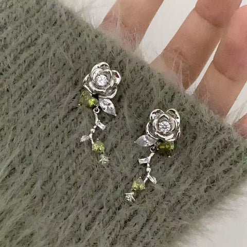 Alloy Floral Dangle Earring Rhinestone FashionChic