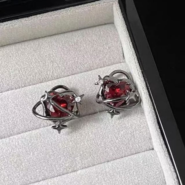 Crystal Ear Cuff Heart Alloy Stud Faux FashionChic