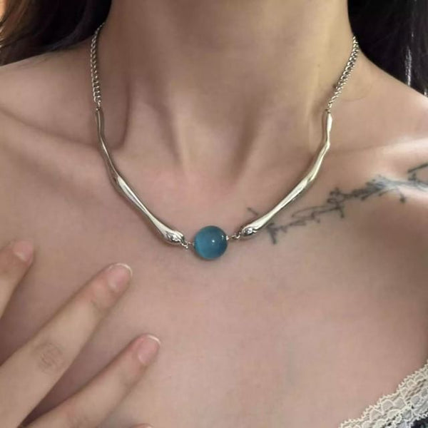 Alloy Eye Cat Bead Faux Stone Choker FashionChic