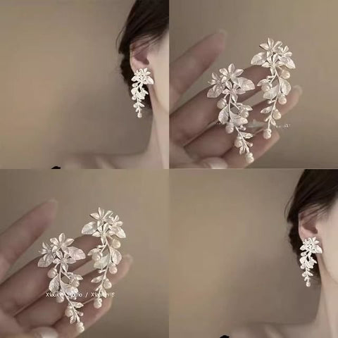 Dangle Pearl Alloy Earring Faux Floral FashionChic