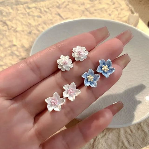 3 of Earring Stud (Various Designs) Set Pairs: Floral Alloy FashionChic