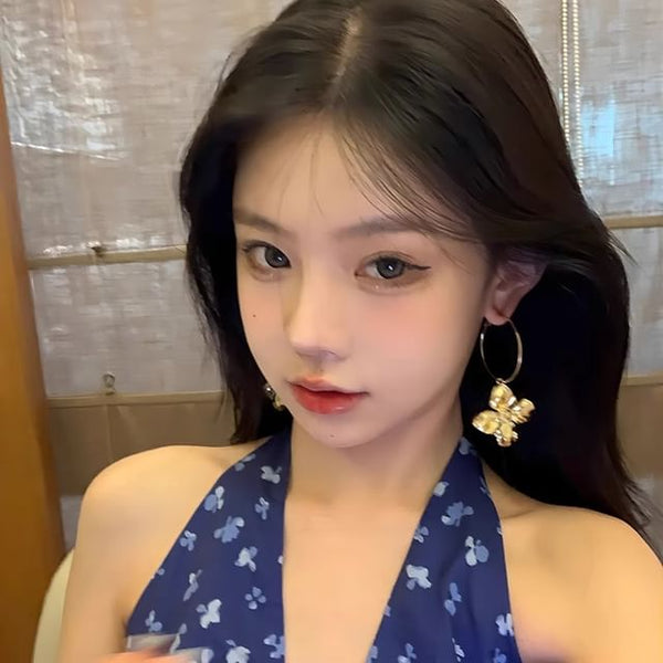 Earring Flower Drop Hoop FashionChic