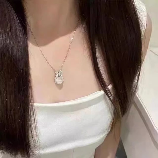Rhinestone Necklace Bow Cabochon FashionChic